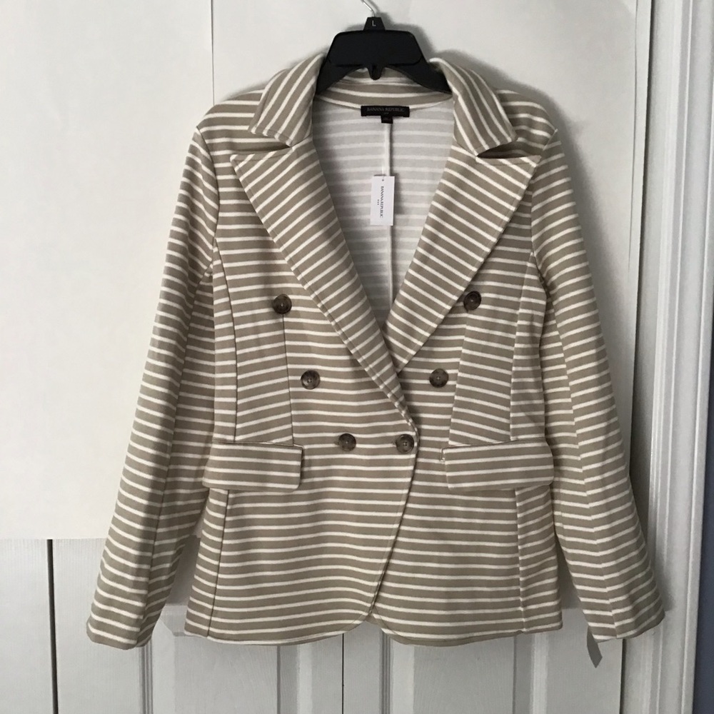 NWT Women’s Banana Republic Pique Knit double Breasted Blazer Jacket M - Picture 5 of 9